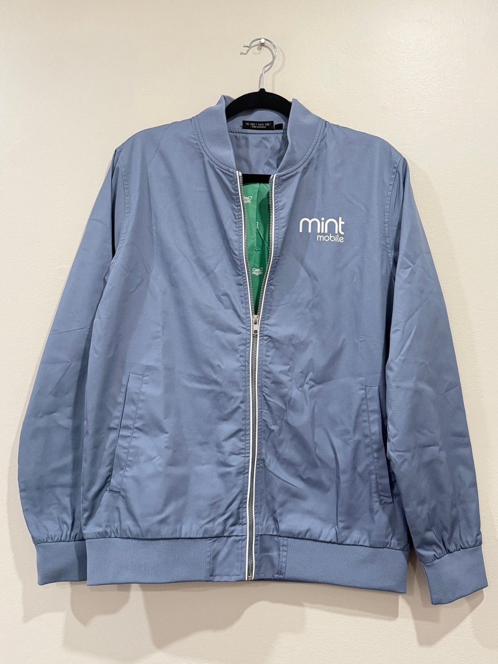 Mint Light Blue Bomber Jacket with Green Liner